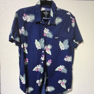 Hollister Men's Navy Floral Shirt